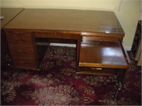 Wood Desk w/glass topper, 59x33x30