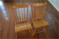 Set of Hand Carved Plank Bottom Chairs