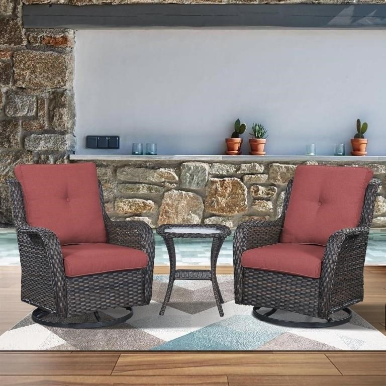 New $530 Swivel Rocker Patio Chairs 3 Pieces Set