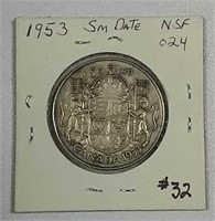 1953  Canadian 50 Cents   SD NSF  XF