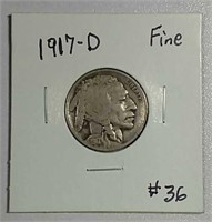 1917-D  Buffalo Nickel   F