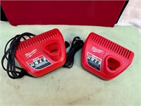 2 MIWAUKEE M12 BATTERY CHARGERS