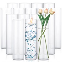16 Pack Glass Clear Cylinder Vases Tall Floating