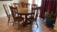 Dining room table 59 x 41 x 29 Six chairs, 2-11.5
