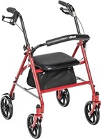 (N) Drive Medical 4 Wheel Rollator, Red.