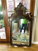 Large, framed decorative mirror 57x29in One of Pr