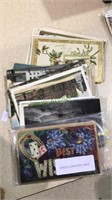 Group of mostly antique postcards lots of holiday