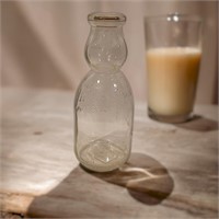 J.H. Brokhoff Glass Milk Bottle w/ Milk Cap