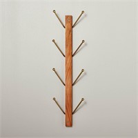 24" Wood & Metal Vertical Wall Rack Brown/Brass -