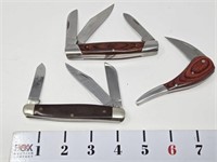 (3) Pocket Knives w/Wood Handles