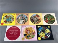 7pc Vtg Picture Disc Records w/ Disney