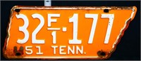 1951 state shape TN license plate