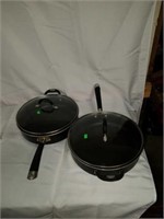 Lot of 2 Member's Mark Large Skillets with Lids