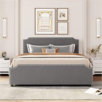 sakulawa Queen Size Bed Frame with Stud Trim
