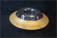Glass Serving Dish with Gold Trim