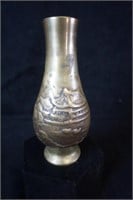 Brass Vase with Mountain Scene