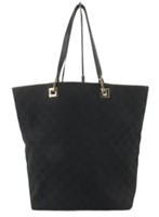 Gucci Black Monogram Canvas Tote Handbag