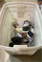 Two totes, no lids - with three pairs of shoes