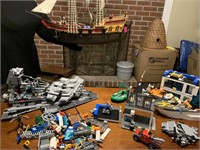 Large collection of Legos including pirate ship