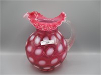 Fenton cranberry opal Coin SPot water pitcher