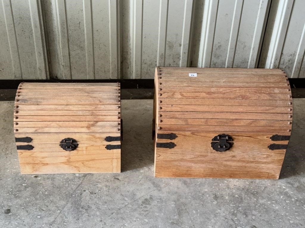 PAIR OF WOODEN STORAGE BOXES