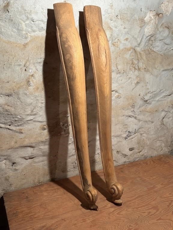 Pair of Hand Carved Table Legs, As Shown