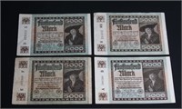 4 pcs 1922 GER 5000 Mark Banknote