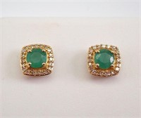 .65 Ct Diamond Emerald Stu Earrings 10 Kt