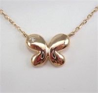 14 Kt Diamond Butterfly Pendant Necklace
