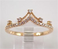 .20 Ct Diamond Chevron Style Crown Ring 10 Kt