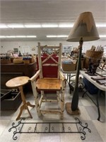 Rustic Chair, Paddle Floor Lamp, Oak Stand, Rack