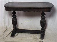 Antique Oval Top Dark Wood Parlor Table