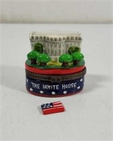White House Trinket Box With Flag