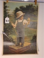 Vintage Poster "Teddy" Boy w/ Fish 1902