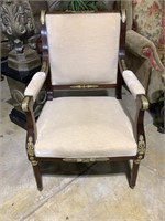Brass adorned Stately louis style accent Chair
