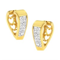 14K Yellow Gold Diamond Huggy Earrings