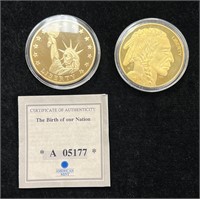 Two Gold Plated Coin Replicas