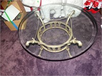 Round beveled glass top coffee table 40"d x 18"H,