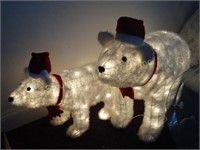 2 Lighted polar bears, largest is 32" x 24"