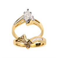 14K Gold Diamond Engagement Ring Set