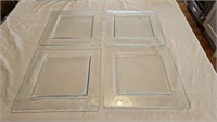 4 Textured Square Glass Plates