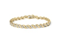 10k Gold Bracelet with 1.00 Cttw Round and Baguett