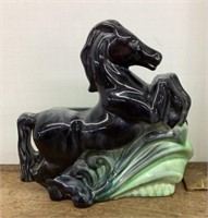 Ceramic black horse TV lamp / planter