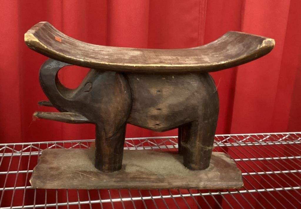 African Ashanti stool with elephant base