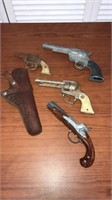 Flat of 4 guns and a leather holster 45 smoker