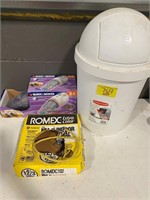 RUBBERMAID TRASHCAN, ROMEX EXTRA COLOR WIRING,