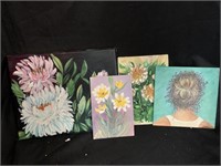 4 ASSORTED FLORAL PAINTINGS