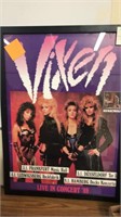 Framed concert poster VIXEN.  1989. 35”x 25”