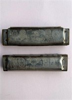 2 vintage harmonicas, M Honer marine band made