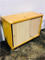 retro plywood cabinet w/ wood sliding doors